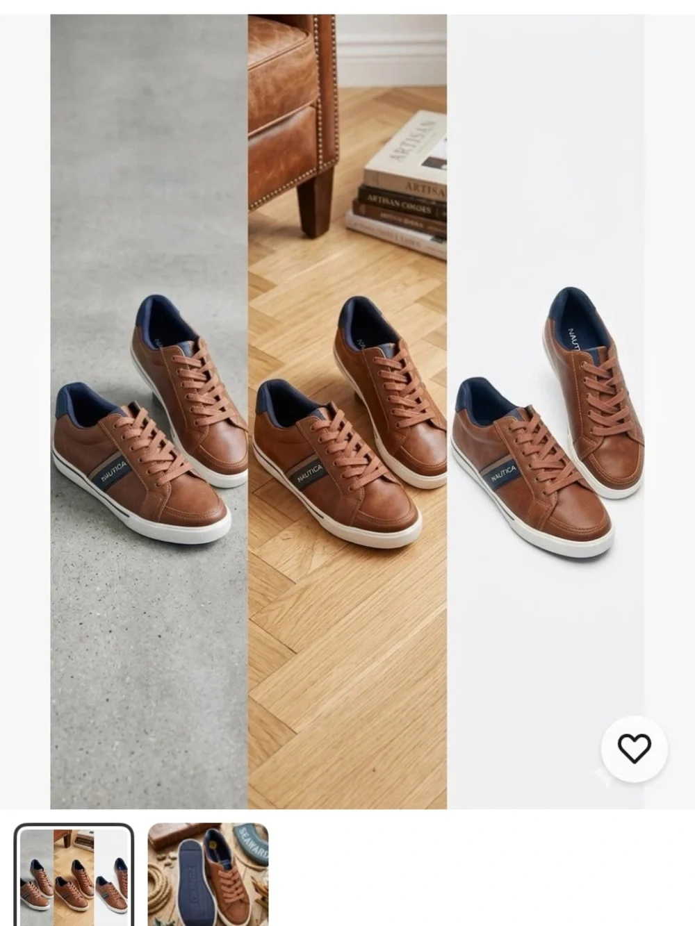 Nautica Men's Brown and Navy Low-Top Sneakers